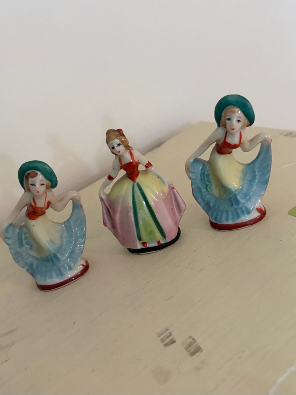 Vintage miniature porcelain Dancing Ladies Figurine Set Occupied Japan